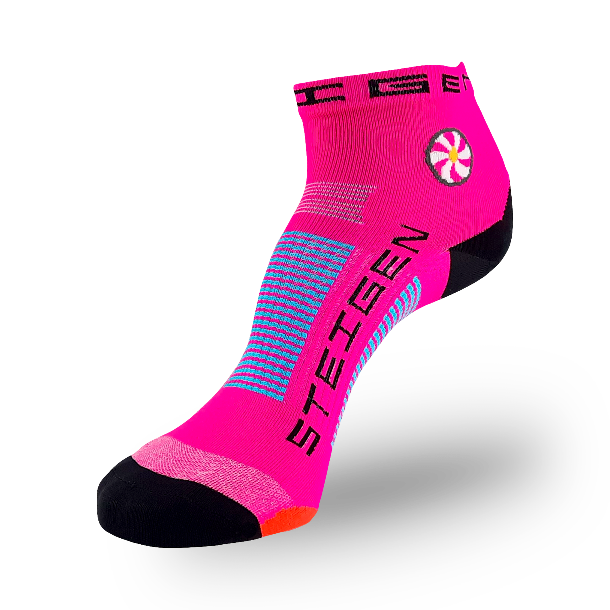 Fluro Pink Running Socks ¼ Length